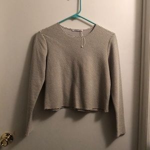Zara Striped Long-Sleeved Crop Top